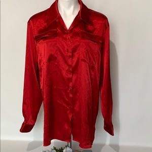 Large silk red blouse